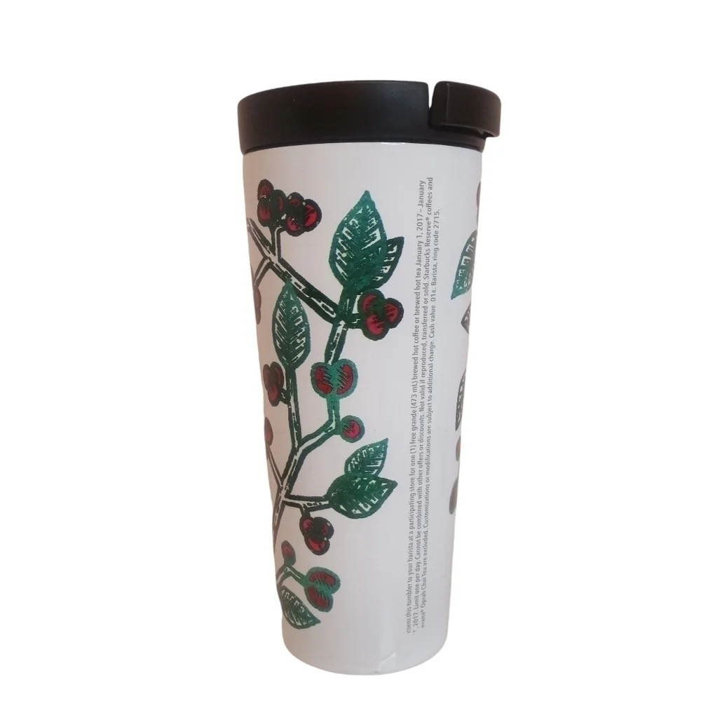 Starbucks Hot & Cold SS Tumbler Holly Berry 2016 Coffee Tea Vac